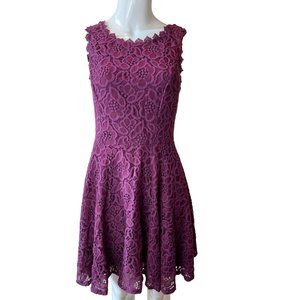 Jodi Kristopher Womens Fit & Flare Lace Dress Scallop Armhole 6544-XP9M Purple 9